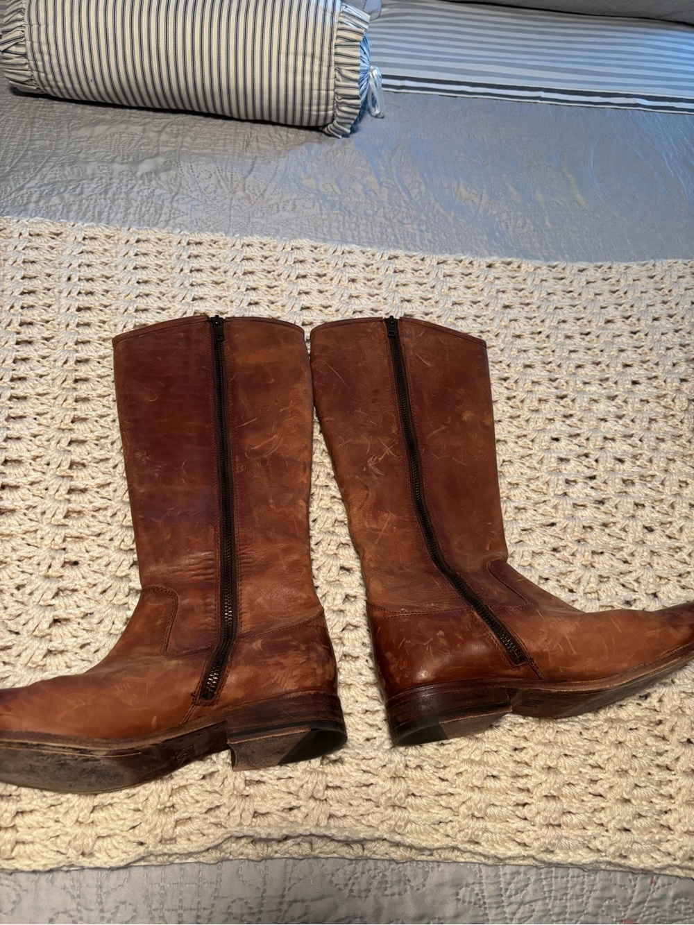 FRYE Tall Brown Leather Riding  Size 7 1/2 - Picture 13 of 14